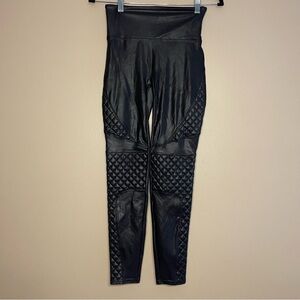 SPANX Black Faux Leather Moto Leggings